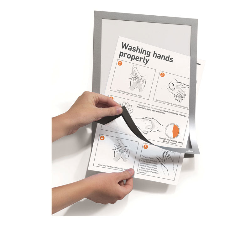 Durable® DURAFRAME SUN Sign Holder, 8.5 x 11, Silver Frame, 2/Pack (DBL400023) Pack of 2