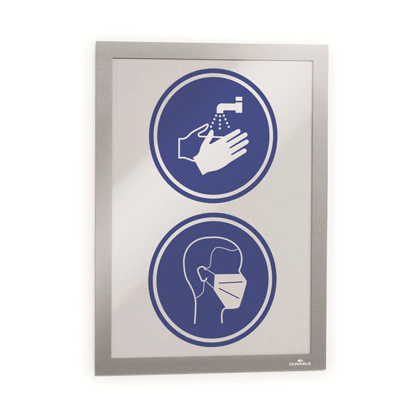Durable® DURAFRAME SUN Sign Holder, 8.5 x 11, Silver Frame, 2/Pack (DBL400023) Pack of 2