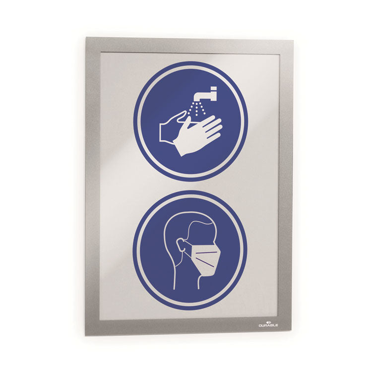 Durable® DURAFRAME SUN Sign Holder, 8.5 x 11, Silver Frame, 2/Pack (DBL400023) Pack of 2