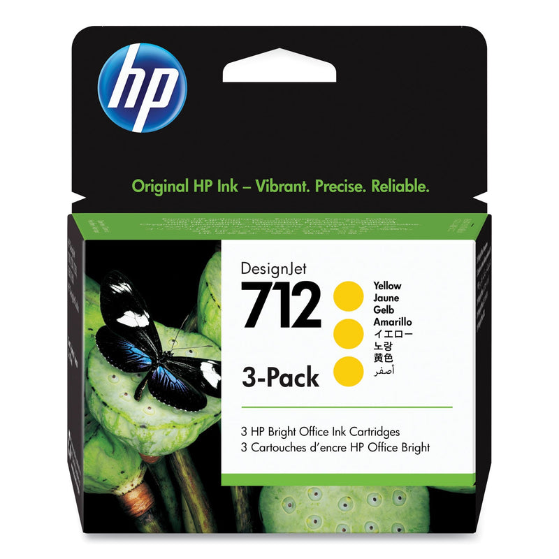 HP HP 712, (3ED79A) 3-Pack Yellow Original Ink Cartridges (HEW3ED79A)