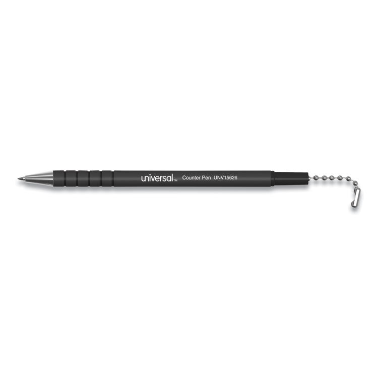 Universal™ Ballpoint Counter Pen, Medium 0.7 mm, Black Ink, Black Barrel (UNV15625)