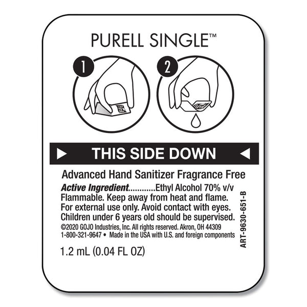 PURELL® Single Use Advanced Gel Hand Sanitizer, 1.2 mL, Packet, Fragrance-Free, 2,000/Carton (GOJ96302MNS) Case of 2000