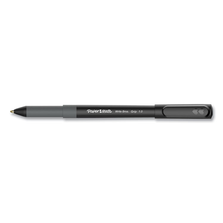 Paper Mate® Write Bros. Grip Ballpoint Pen, Stick, Medium 1 mm, Black Ink, Black Barrel, Dozen (PAP2124509)