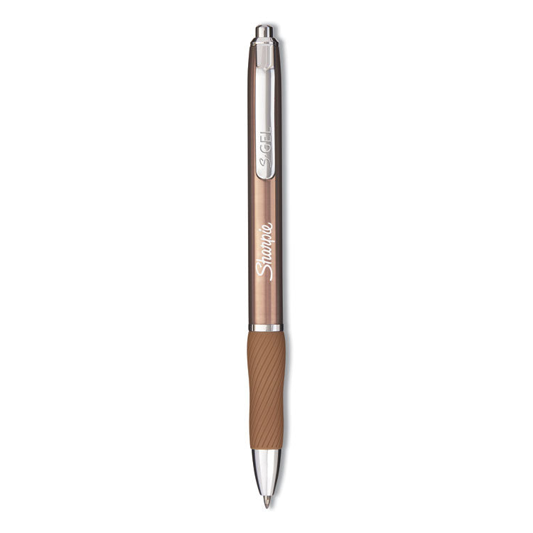 Sharpie® S-Gel™ S-Gel Premium Metal Barrel Gel Pen, Retractable, Medium 0.7 mm, Black Ink, Champagne Barrel, Dozen (SAN2147526) 1 Dozen