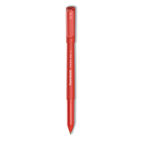 Paper Mate® Write Bros. Ballpoint Pen, Stick, Bold 1.2 mm, Red Ink, Red Barrel, Dozen (PAP2124521)