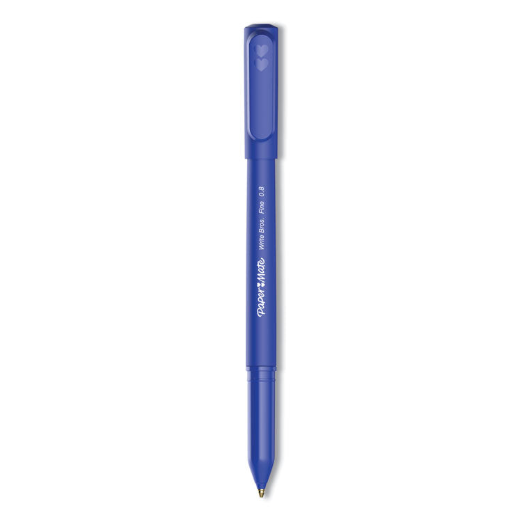 Paper Mate® Write Bros. Ballpoint Pen, Stick, Fine 0.8 mm, Blue Ink, Blue Barrel, Dozen (PAP2124512)