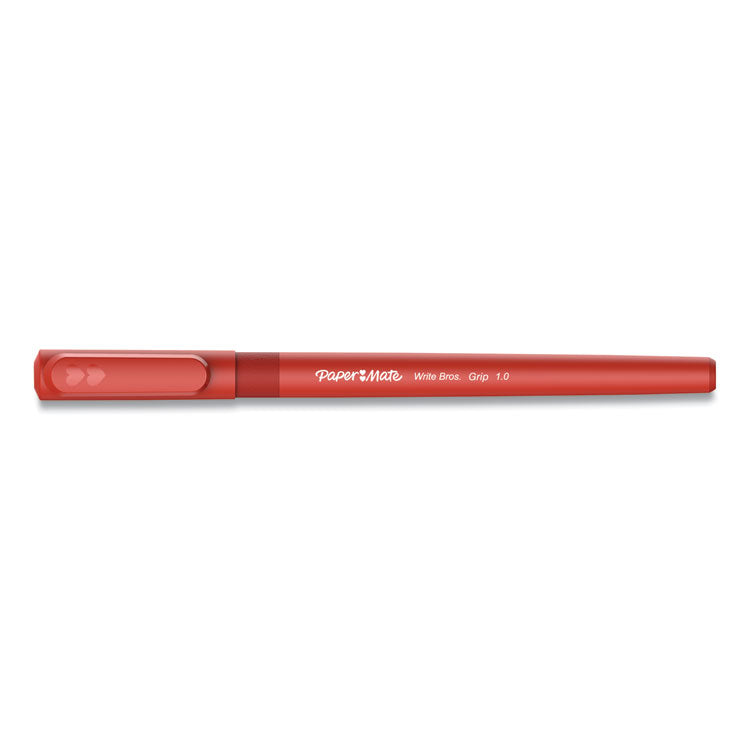 Paper Mate® Write Bros. Grip Ballpoint Pen, Stick, Medium 1 mm, Red Ink, Red Barrel, Dozen (PAP2124505)