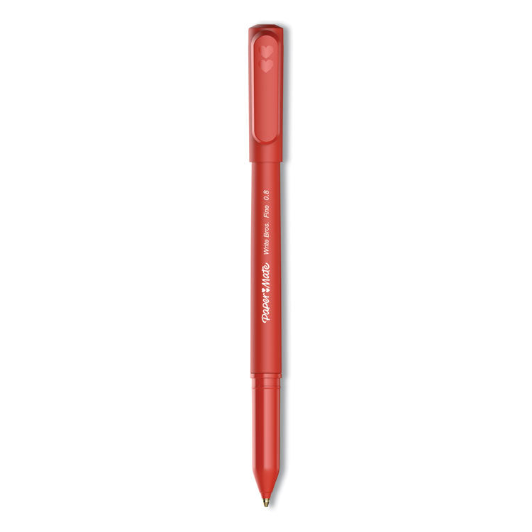 Paper Mate® Write Bros. Ballpoint Pen, Stick, Fine 0.8 mm, Red Ink, Red Barrel, Dozen (PAP2124517)