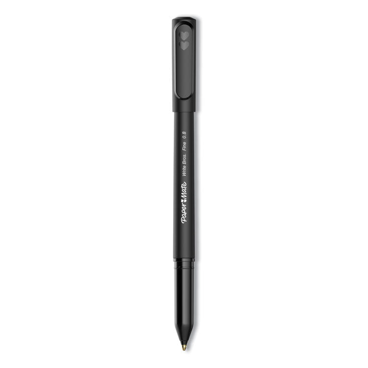 Paper Mate® Write Bros. Ballpoint Pen, Stick, Fine 0.8 mm, Black Ink, Black Barrel, Dozen (PAP2124515)