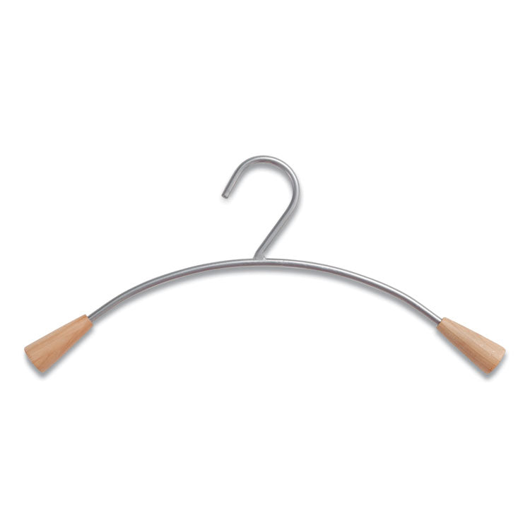 Alba™ Metal and Wood Coat Hangers, 16.8", Metallic Gray/Mahogany, 6/Set (ABAPMCIN6)