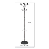 Alba™ Chromy Coat Stand, 12 Knobs, 16w x 16d x 70.5h, Chrome/Black (ABAPMCLAS) Each