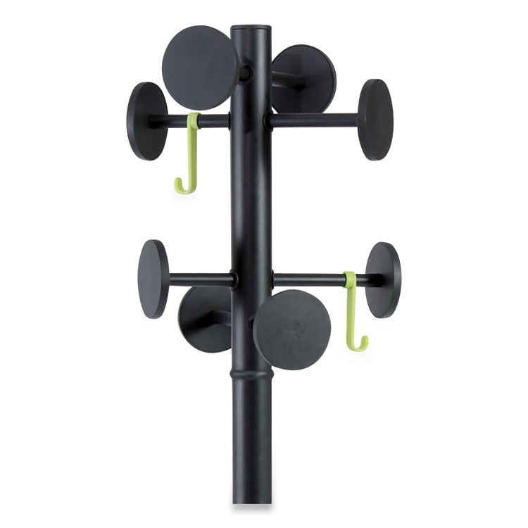 Alba™ Stan3 Steel Coat Rack, Stand Alone Rack, Eight Knobs, 15w x 15d x 69.3h, Black (ABAPMSTAN3N)