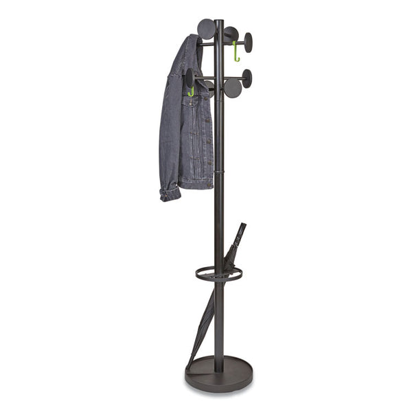 Alba™ Stan3 Steel Coat Rack, Stand Alone Rack, Eight Knobs, 15w x 15d x 69.3h, Black (ABAPMSTAN3N) Each