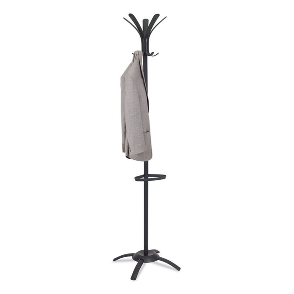 Alba™ CLEO Coat Stand, Stand Alone Rack, Ten Knobs, Steel/Plastic, 19.75w x 19.75d x 68.9h, Black (ABAPMCLEON)