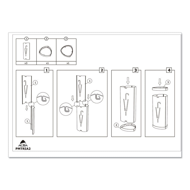 Alba™ Triangular Umbrella Stand, Steel/Plastic, 10.25w x 10.25d x 23.67h, Black (ABAPMTRIA2N) Each