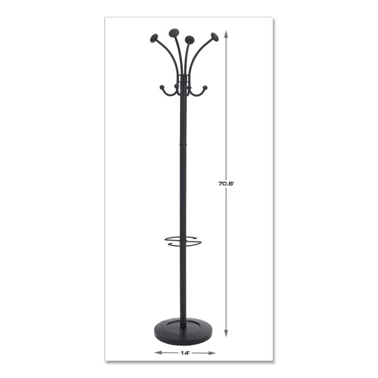 Alba™ Viena Coat Stand, Eight Knobs, Steel, 16w x 16d x 70.5h, Black (ABAPMVIENAN) Each