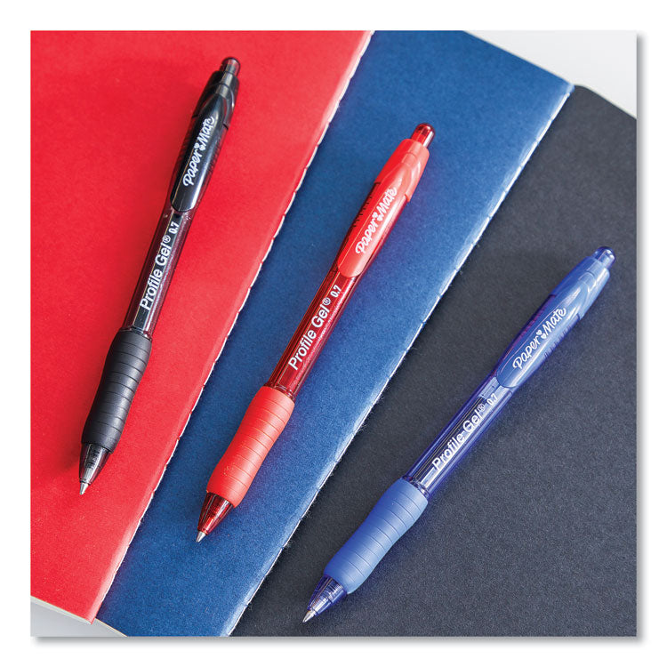 Paper Mate® Profile Gel Pen, Retractable, Medium 0.7 mm, Red Ink, Translucent Red Barrel, Dozen (PAP2095463)