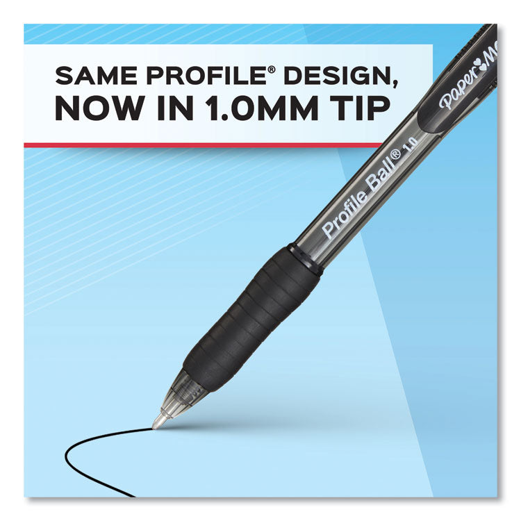 Paper Mate® Profile Ballpoint Pen, Retractable, Medium 1 mm, Black Ink, Translucent Black Barrel, 36/Pack (PAP2095459)
