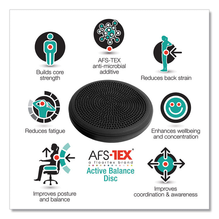 Floortex® ATS-TEX Active Balance Disc, 13 Diameter x 3h, Midnight Black (FLRFCBD1313RBK) Each