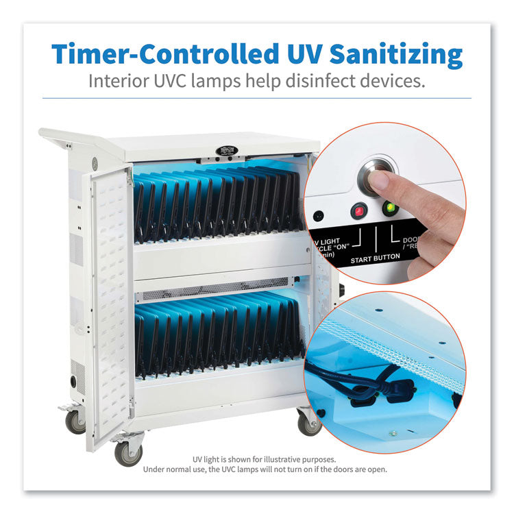 Tripp Lite UV Sterilization and Charging Cart, 32 Devices, 34.8 x 21.6 x 42.3, White (TRPCSC32ACWHG)