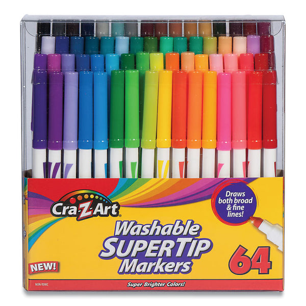 Cra-Z-Art® Washable SuperTip Markers, Fine/Broad Bullet Tips, Assorted Colors, 64/Set (CZA10128WM16) Each