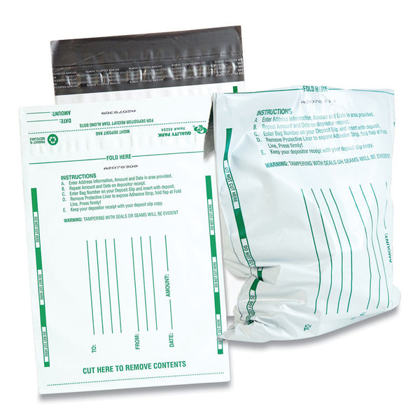 Quality Park™ Poly Night Deposit Bags with Tear-Off Receipt, 8.5 x 10.5, White, 100/Pack (QUA45224) Pack of 100