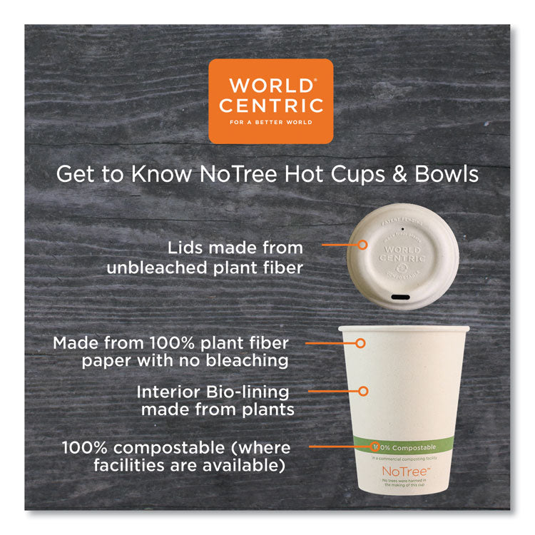 World Centric® No Tree Paper Bowls, 8 oz, 3.4" Diameter x 2.3"h, Natural, Sugarcane, 1,000/Carton (WORBOSU8) Case of 1,000