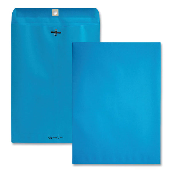 Quality Park™ Clasp Envelope, 28 lb Bond Weight Kraft, #90, Square Flap, Clasp/Gummed Closure, 9 x 12, Blue, 10/Pack (QUA38737) Pack of 10