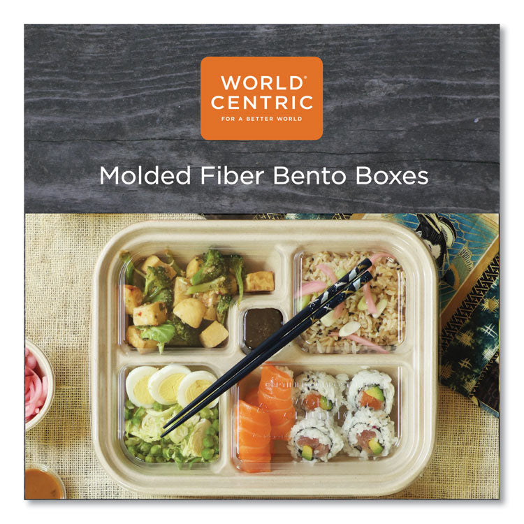World Centric® PLA Lids for Fiber Bento Box Containers, Five Compartments, 12.1 x 9.8 x 0.8, Clear, Plastic, 300/Carton (WORTRLCSBB) Case of 300