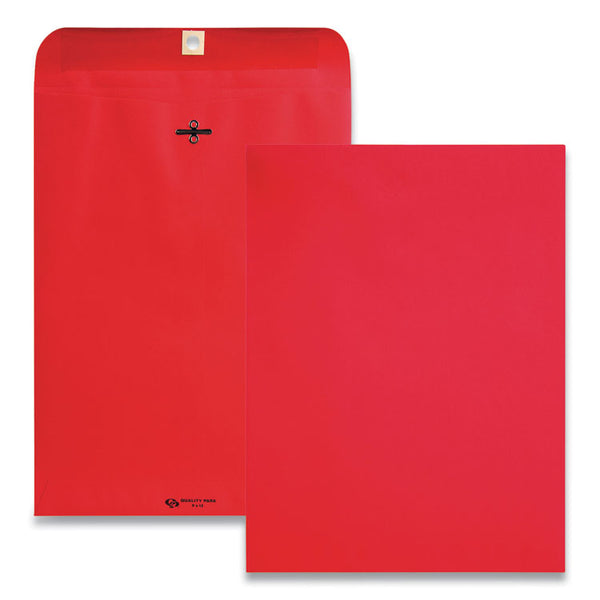 Quality Park™ Clasp Envelope, 28 lb Bond Weight Paper, #90, Square Flap, Clasp/Gummed Closure, 9 x 12, Red, 10/Pack (QUA38734) Pack of 10