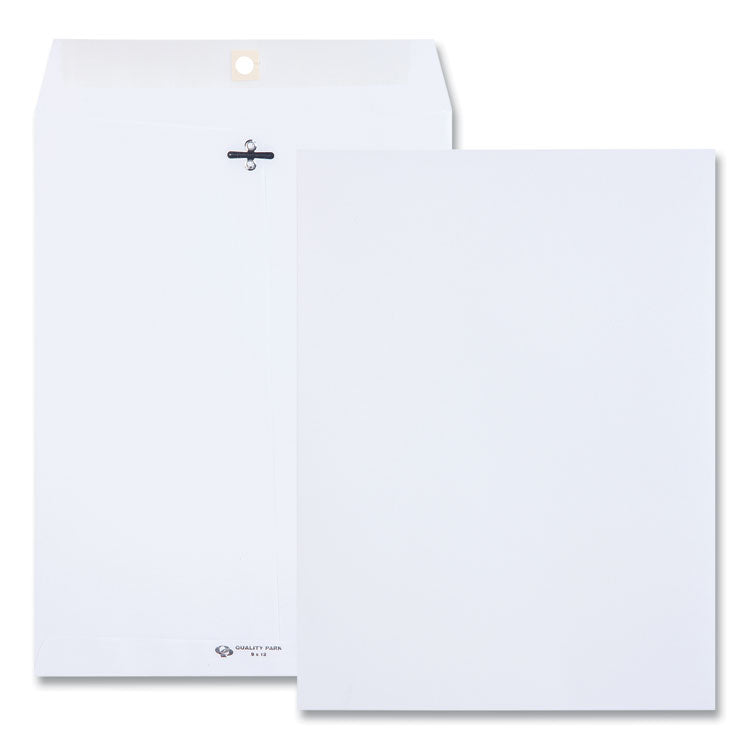 Quality Park™ Clasp Envelope, 28 lb Bond Weight Paper, #90, Square Flap, Clasp/Gummed Closure, 9 x 12, White, 100/Box (QUA38390) Box of 100