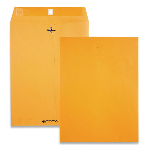 Quality Park™ Clasp Envelope, 28 lb Bond Weight Kraft, #90, Square Flap, Clasp/Gummed Closure, 9 x 12, Brown Kraft, 100/Box (QUA38190) Box of 100
