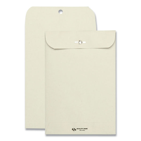 Quality Park™ Clasp Envelope, 28 lb Bond Weight Kraft, #63, Square Flap, Clasp/Gummed Closure, 6.5 x 9.5, Executive Gray, 100/Box (QUA38563) Box of 100
