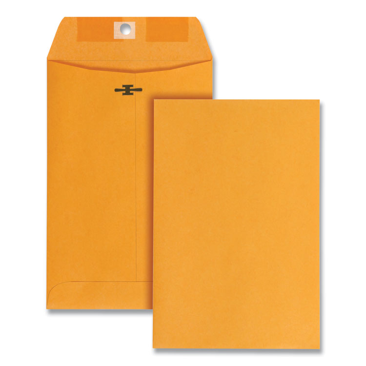 Quality Park™ Clasp Envelope, 28 lb Bond Weight Kraft, #55, Square Flap, Clasp/Gummed Closure, 6 x 9, Brown Kraft, 100/Box (QUA37855) Box of 100