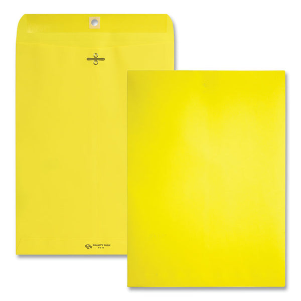 Quality Park™ Clasp Envelope, 28 lb Bond Weight Paper, #90, Square Flap, Clasp/Gummed Closure, 9 x 12, Yellow, 10/Pack (QUA38736) Pack of 10