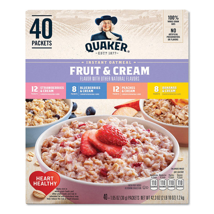 Quaker® Instant Oatmeal, Assorted Varieties, 1.05 oz Packet, 40/Box, Ships in 1-3 Business Days (GRR22001144)