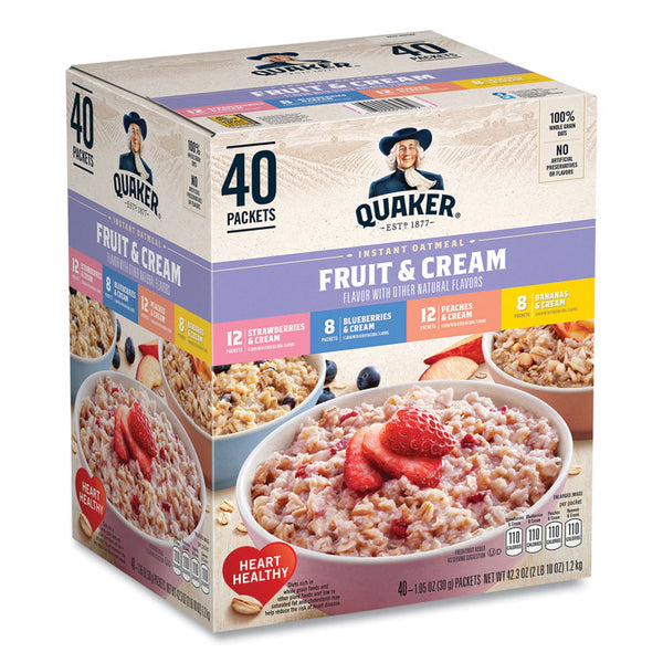 Quaker® Instant Oatmeal, Assorted Varieties, 1.05 oz Packet, 40/Box, Ships in 1-3 Business Days (GRR22001144) Box of 40