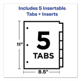 Avery® Insertable Big Tab Plastic Dividers, 5-Tab, 11 x 8.5, Clear, 1 Set (AVE11835)