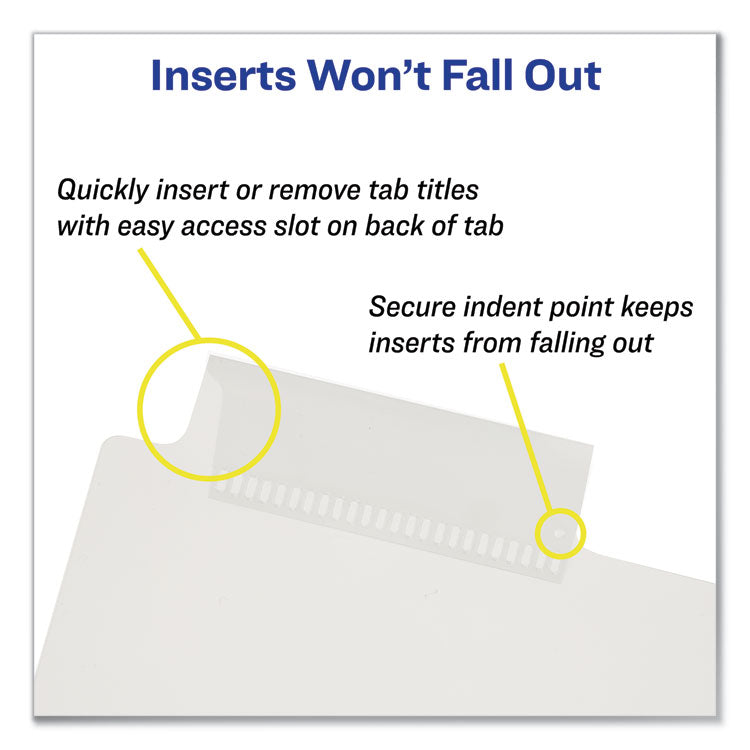 Avery® Insertable Big Tab Plastic Dividers, 8-Tab, 11 x 8.5, Clear, 1 Set (AVE11836)