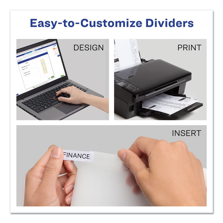 Avery® Insertable Big Tab Plastic Dividers, 5-Tab, 11 x 8.5, Clear, 1 Set (AVE11835)