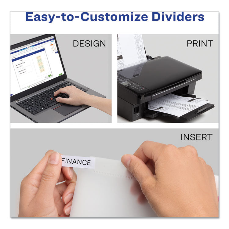 Avery® Insertable Big Tab Plastic Dividers, 8-Tab, 11 x 8.5, Clear, 1 Set (AVE11836)