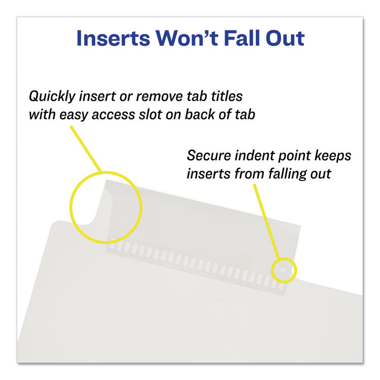 Avery® Insertable Big Tab Plastic Dividers, 5-Tab, 11 x 8.5, Clear, 1 Set (AVE11835)