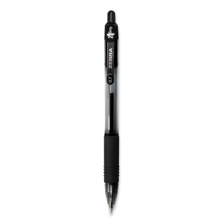 Zebra® Z-Grip Ballpoint Pen, Retractable, Medium 0.7 mm, Black Ink, Clear/Black Barrel, 12/Pack (ZEB23910)