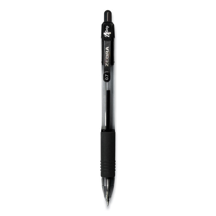 Zebra® Z-Grip Ballpoint Pen, Retractable, Medium 0.7 mm, Black Ink, Clear/Black Barrel, 30/Pack (ZEB25130) Pack of 30