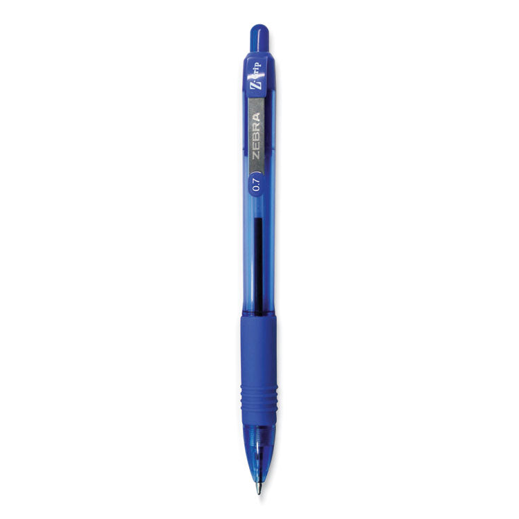 Zebra® Z-Grip Ballpoint Pen, Retractable, Medium 0.7 mm, Blue Ink, Translucent Blue/Blue Barrel, 12/Pack (ZEB23920)