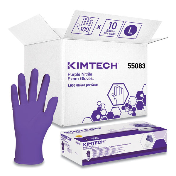 Kimtech™ PURPLE NITRILE Exam Gloves, 242 mm Length, Large, Purple, 1,000/Carton (KCC55083CT)