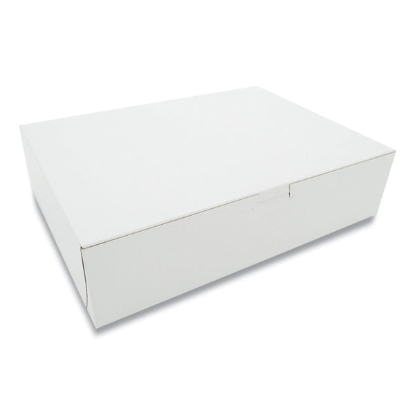 White One-Piece Non-Window Bakery Boxes, 9 x 3 x 12, White, Paper, 100/Bundle (SCH1583) 1 Bundle