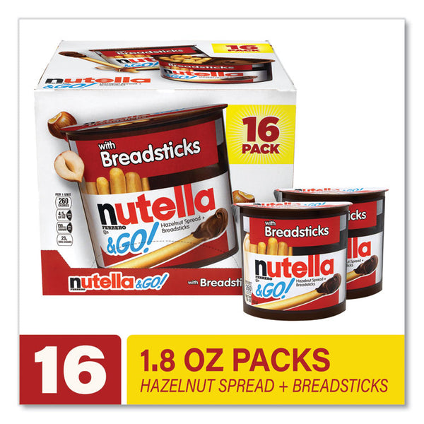 Nutella® Hazelnut Spread and Breadsticks, 1.8 oz Single-Serve Tub, 16/Pack, Ships in 1-3 Business Days (GRR22001135)