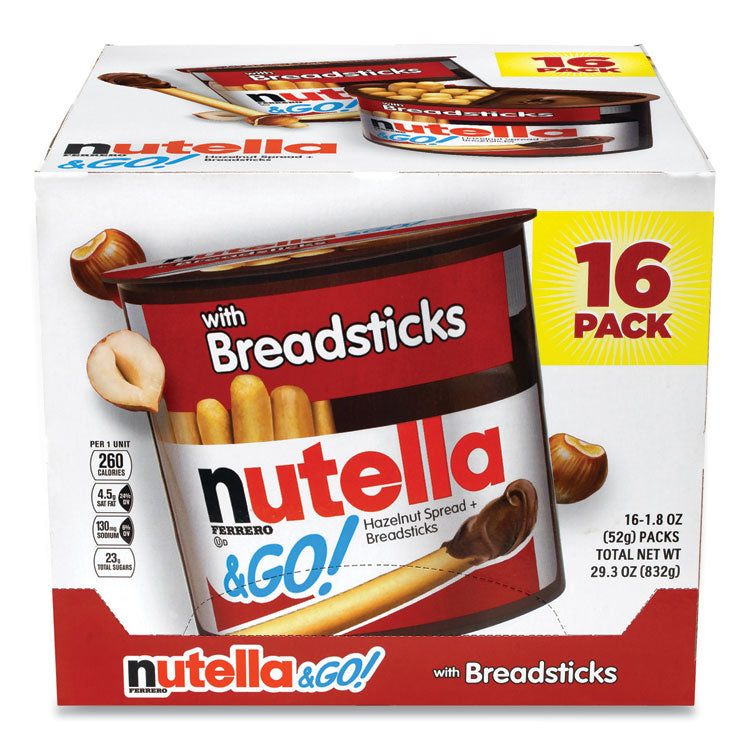 Nutella® Hazelnut Spread and Breadsticks, 1.8 oz Single-Serve Tub, 16/Pack, Ships in 1-3 Business Days (GRR22001135)
