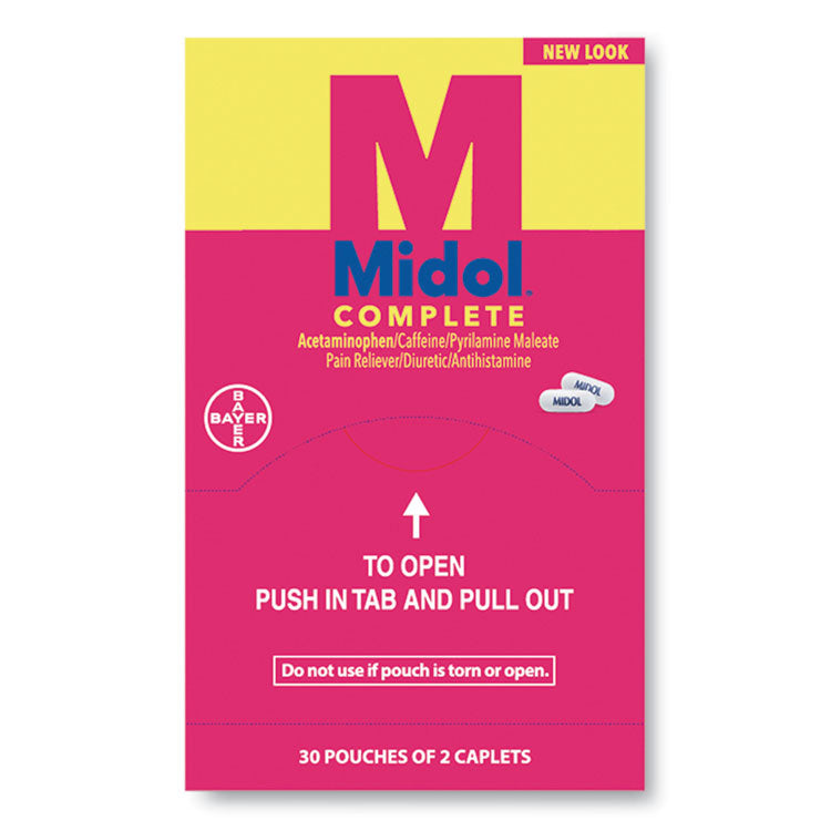 Midol® Complete Menstrual Caplets, Two-Pack, 30 Packs/Box (PFYBXMD30) Box of 30